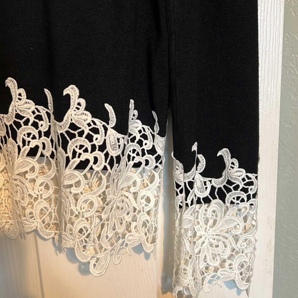 NWT  INC black and white lace sweater, medium - Picture 4 of 4